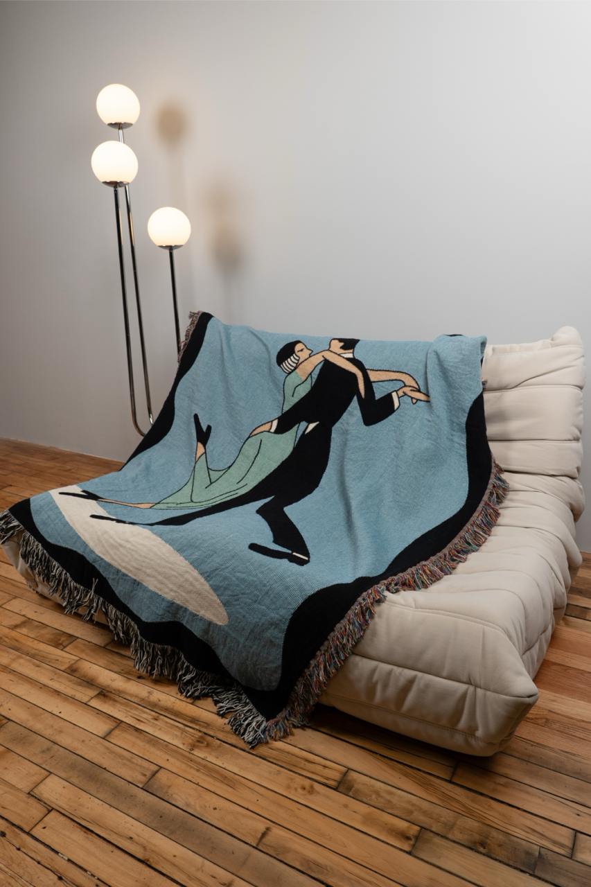 Dancing Couple Woven Blanket 50x60 - but.city