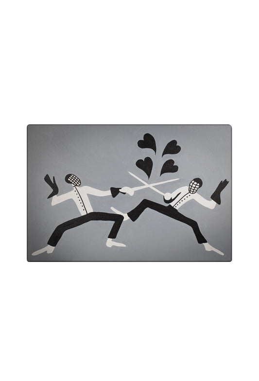 fencers artwork design on a gray background