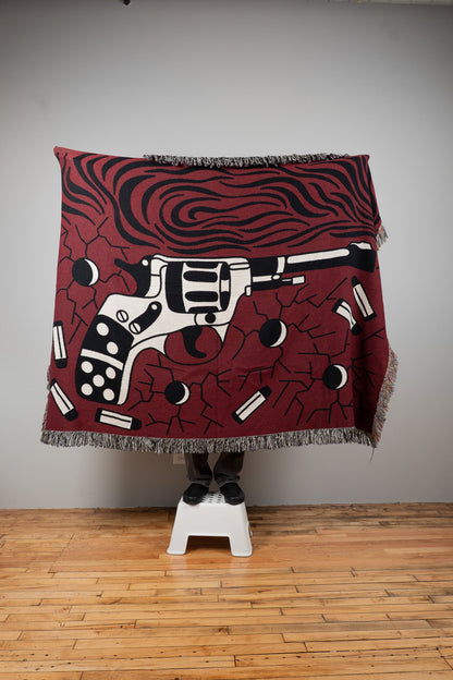 Revolver Pistol Woven Blanket 80x60 - but.city